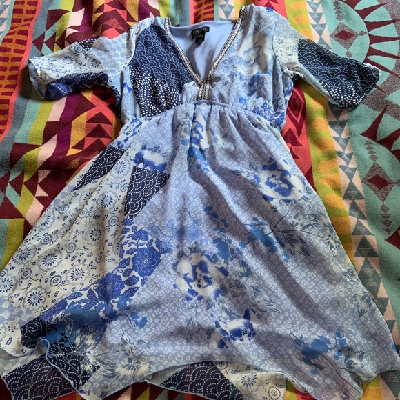 Blue floral patterned prairie dress - Picture 10 of 10